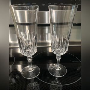 Two Vintage Crystal Champagne Flutes